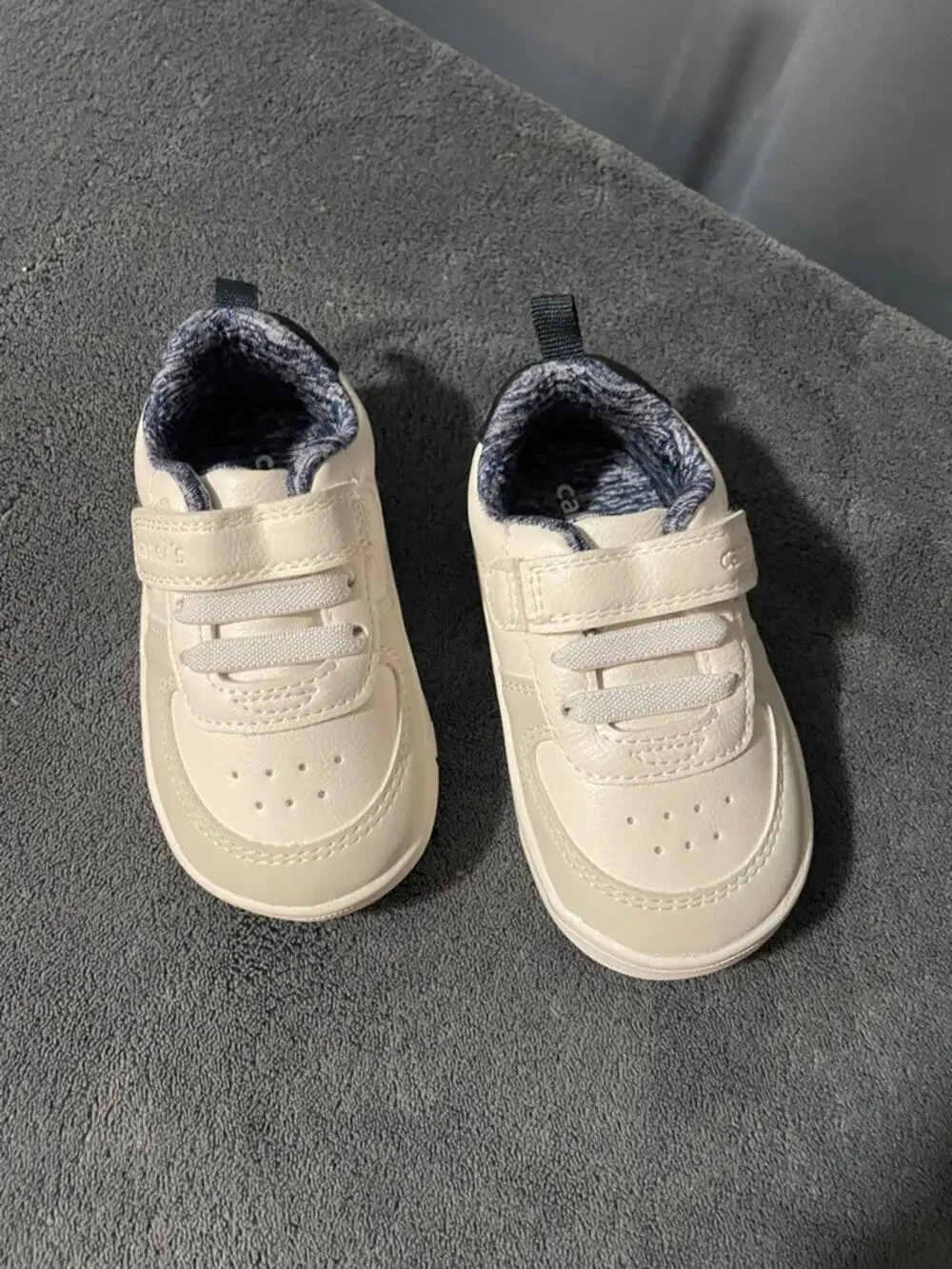 Carter's White and Navy Lined Toddler Sneakers NWOT